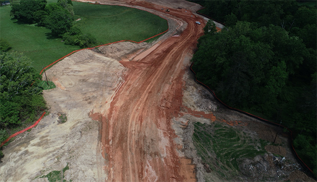 Mass grading along future roadway