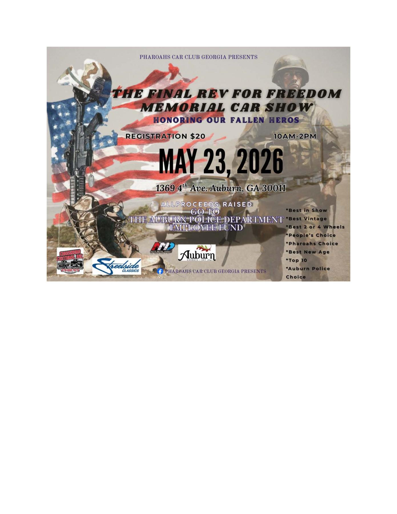 The Final Rev for Freedom Memorial Car Show